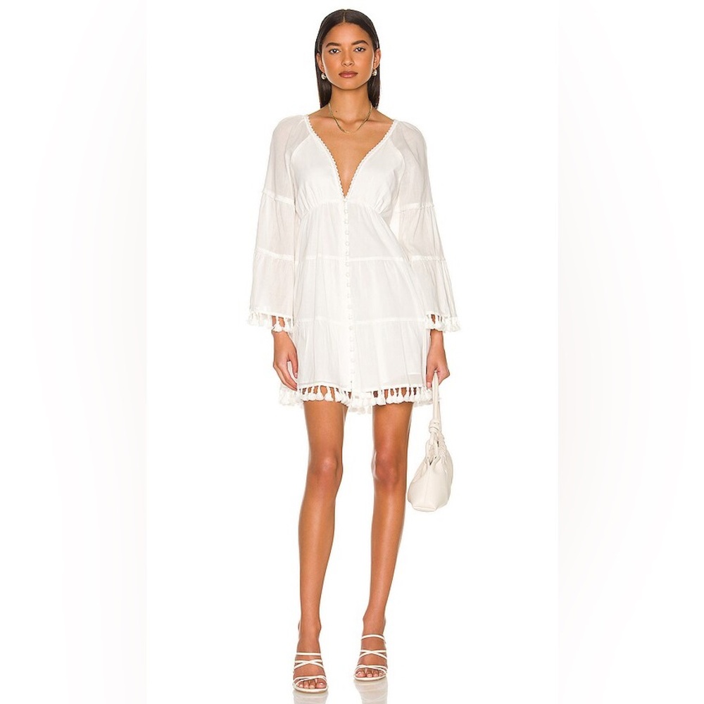 Alice + Olivia Alexandria Open Back Mini Tassel Tunic Dress